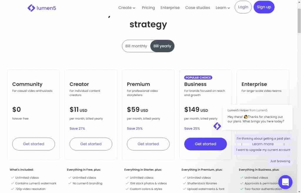 LUMEN 5 FREE AND PAID PLANS